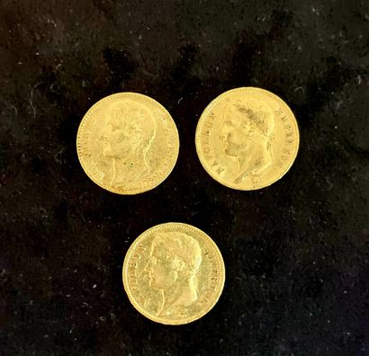3 coins of 40 Fr gold Napoleon I, An XII...