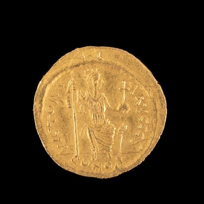 JUSTIN II, Gold Solidus 

R/ Seated Victory...