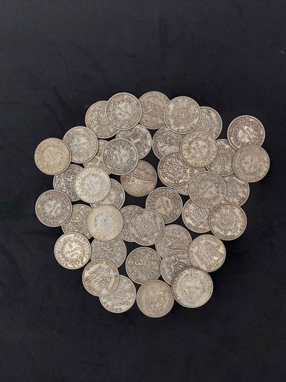 Lot of 39 silver 5 Fr coins Belgium, Italy,...