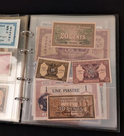 A binder of 46 banknotes of the former French...