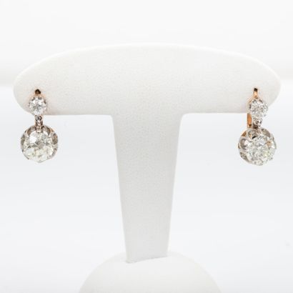 Pair of old cut diamonds, 2 x 1.20 carats,...