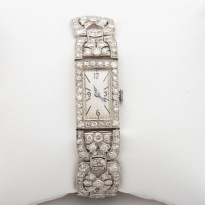 Lady's Ribbon watch with rectangular case...