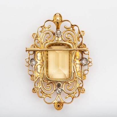 Important citrine pendant brooch, old cut...