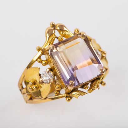 Ametrine ring, with brilliant-cut diamonds,...