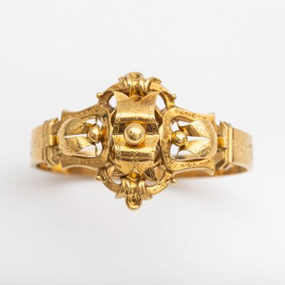 Half-bracelet, gold engraved and openwork...