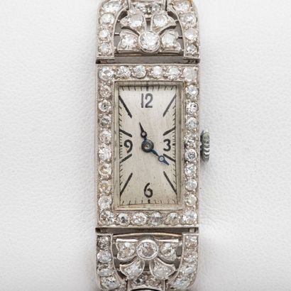 Lady's Ribbon watch with rectangular case...