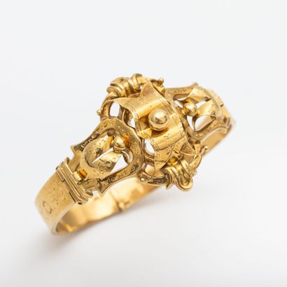 Half-bracelet, gold engraved and openwork...