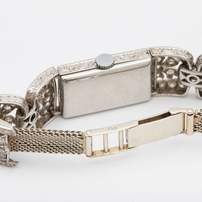 Lady's Ribbon watch with rectangular case...