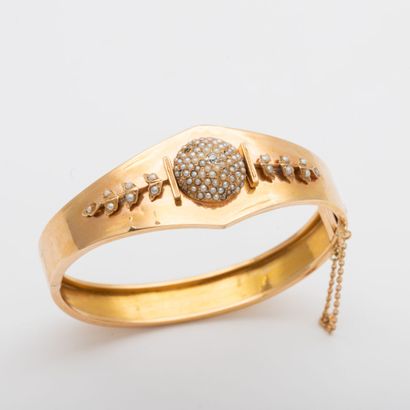 Hinged half-joint bracelet, gold, rose-cut...