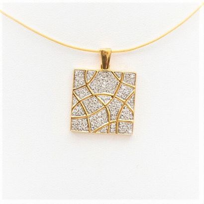Gold toque necklace and square gold pendant,...