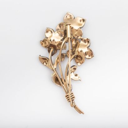 Flower brooch, rose-cut diamonds, gold and...