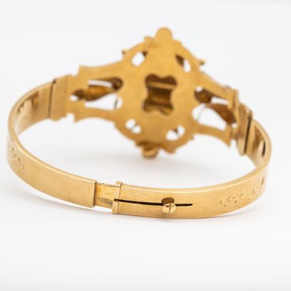 Half-bracelet, gold engraved and openwork...