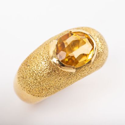 Citrine ring, gold textured setting 

Gross...