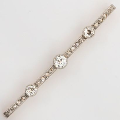 Barrette brooch, rose and old cut diamonds,...