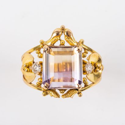 Ametrine ring, with brilliant-cut diamonds,...