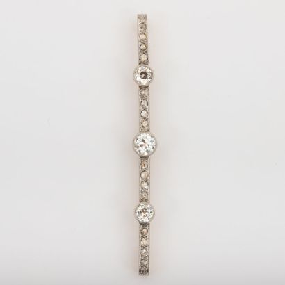 Barrette brooch, rose and old cut diamonds,...