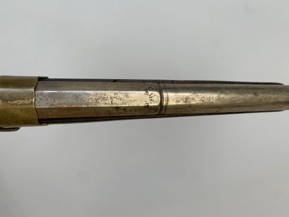 Single shot flintlock shotgun. Long octagonal...