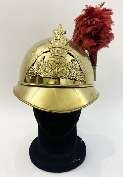 Lot of two helmets shells brass firefighter,...
