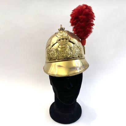 Brass firefighter helmet of the city of Cognac,...