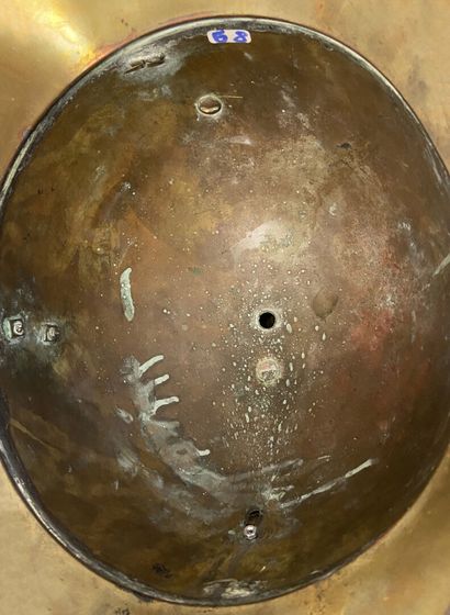 Lot of two helmets shells brass firefighter,...