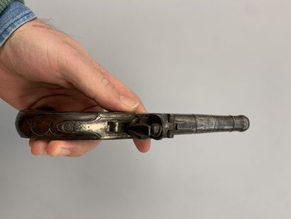 English flintlock travel pistol, English...