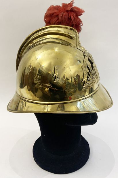 Lot of two helmets shells brass firefighter,...