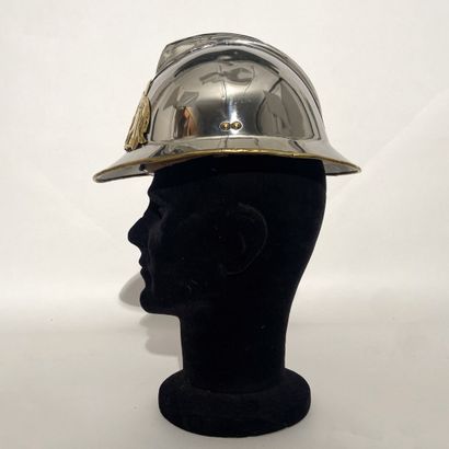 Chromed Adrian helmet of the marine firefighters...