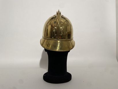 Fireman's helmet made of brass plate with...