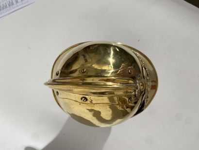 Fireman's helmet made of brass plate with...