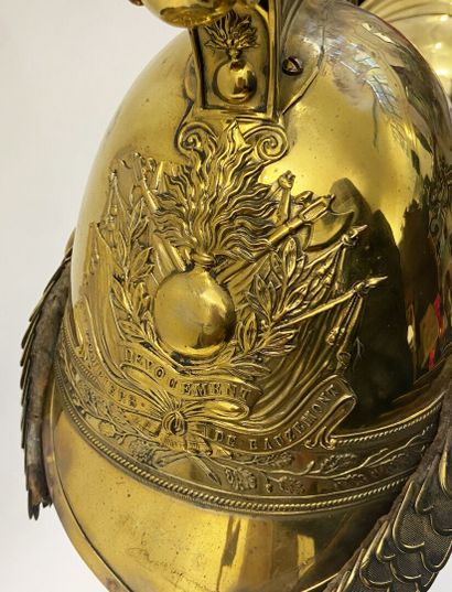 Lot of two helmets shells brass firefighter,...