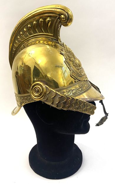 Lot of two helmets shells brass firefighter,...