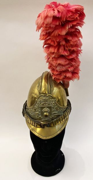 French fireman helmet XIXth, high bomb in...
