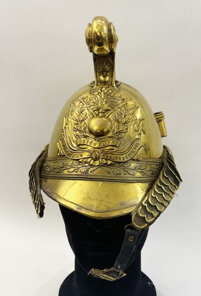 Lot of two helmets shells brass firefighter,...