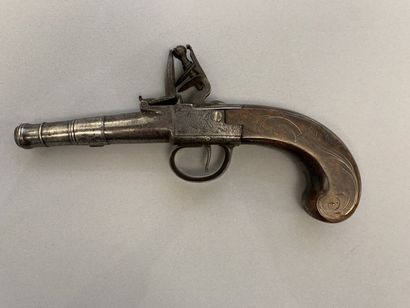 English flintlock travel pistol, English...
