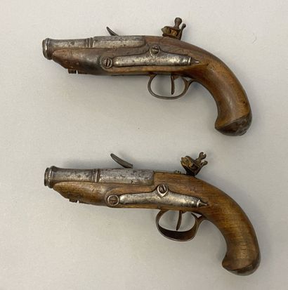 Pair of flintlock pocket pistols in 40 caliber...