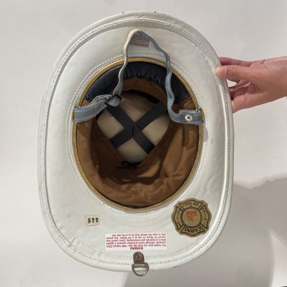U.S. firefighter helmet in white fiber, sewn...