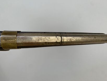 Single shot flintlock shotgun. Long octagonal...