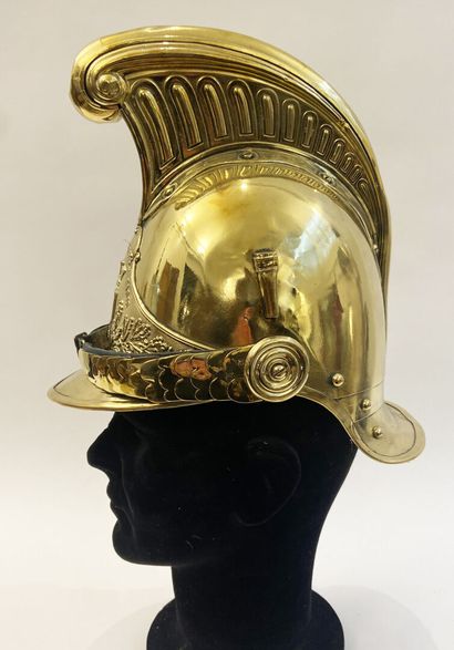 Helmet of fireman of the city of Paris. Stamped...