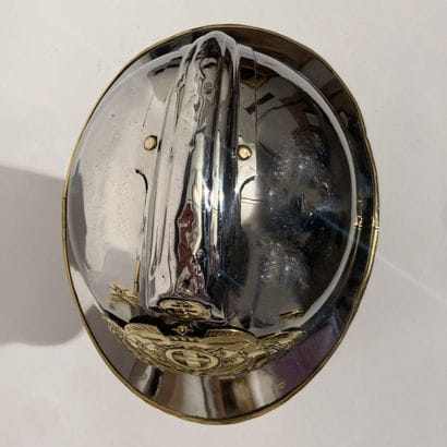 Chromed Adrian helmet of the marine firefighters...