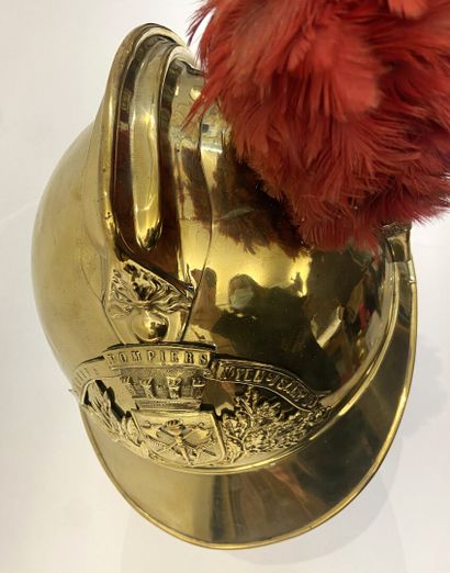 Lot of two helmets shells brass firefighter,...