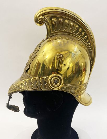 Lot of two helmets shells brass firefighter,...