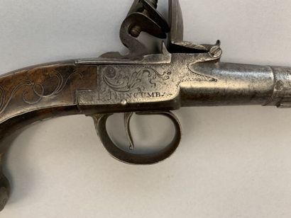 English flintlock travel pistol, English...