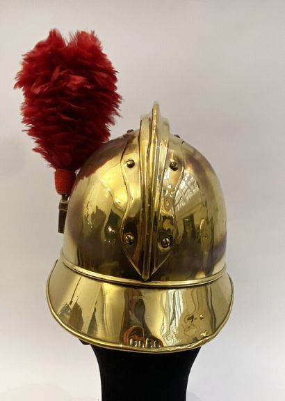 Brass firefighter helmet of the city of Cognac,...