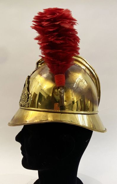 Brass firefighter helmet of the city of Cognac,...