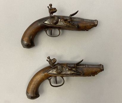 Pair of flintlock pocket pistols in 40 caliber...