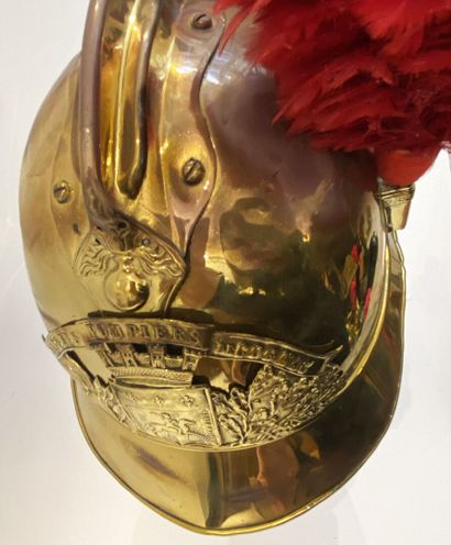Brass firefighter helmet of the city of Cognac,...