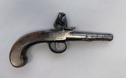 English flintlock travel pistol, English...