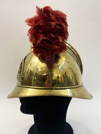 Lot of two helmets shells brass firefighter,...