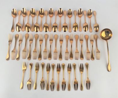 Partie de ménagère (49 pièces) en vermeil,...