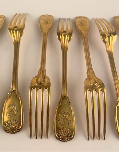 CARDEILHAC
Six couverts en vermeil modèle...